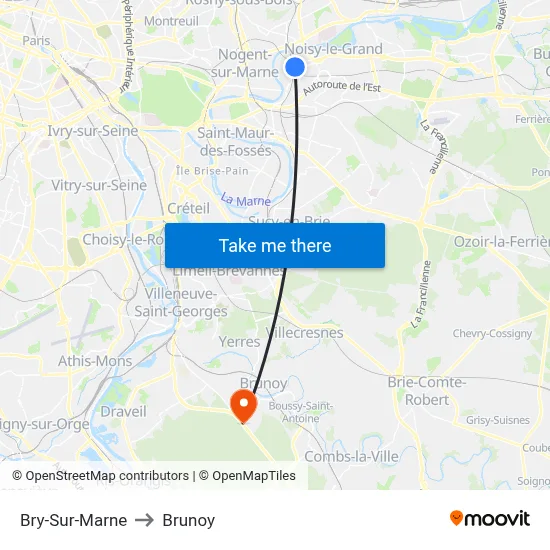 Bry-Sur-Marne to Brunoy map