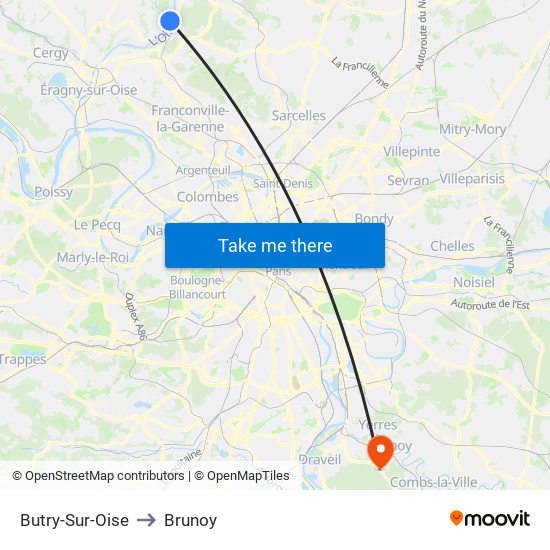 Butry-Sur-Oise to Brunoy map