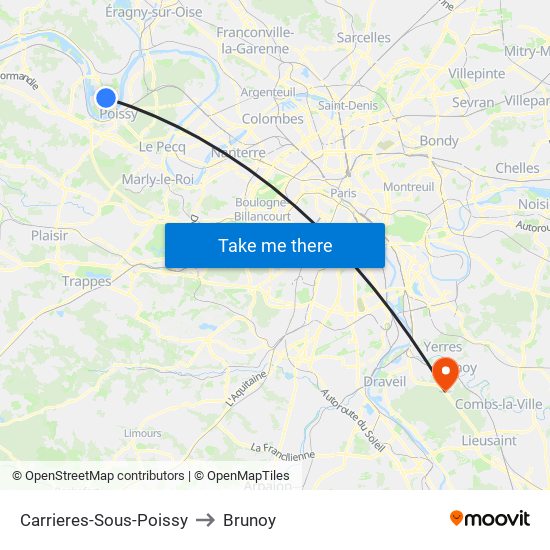 Carrieres-Sous-Poissy to Brunoy map