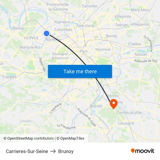 Carrieres-Sur-Seine to Brunoy map