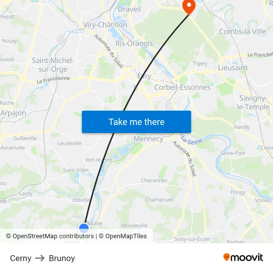 Cerny to Brunoy map