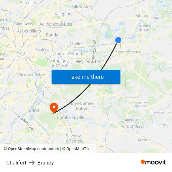 Chalifert to Brunoy map