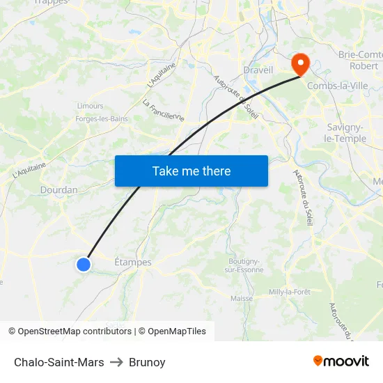 Chalo-Saint-Mars to Brunoy map