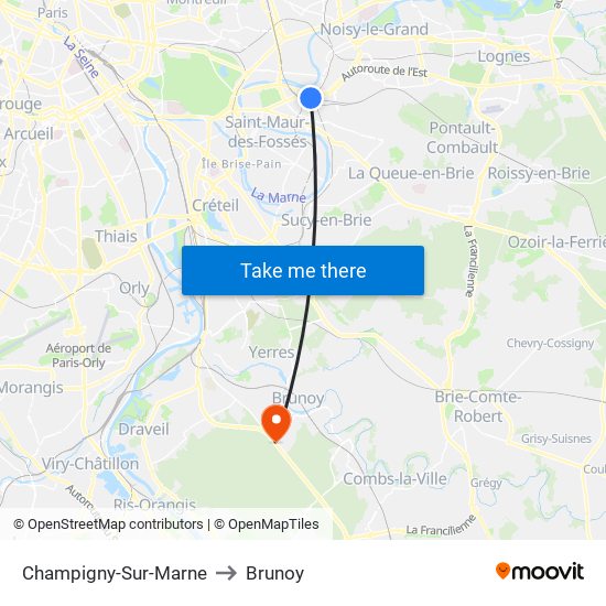 Champigny-Sur-Marne to Brunoy map