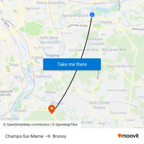Champs-Sur-Marne to Brunoy map