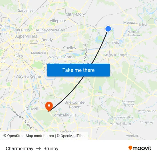 Charmentray to Brunoy map