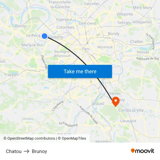 Chatou to Brunoy map