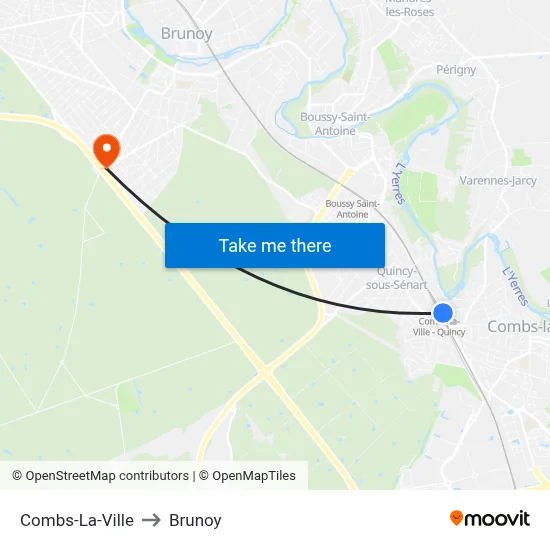 Combs-La-Ville to Brunoy map