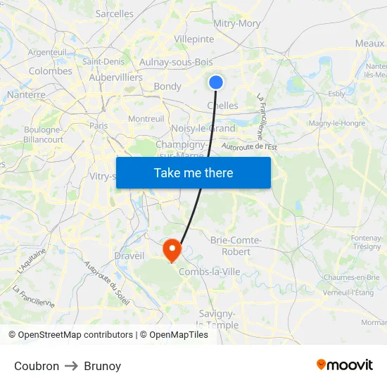 Coubron to Brunoy map
