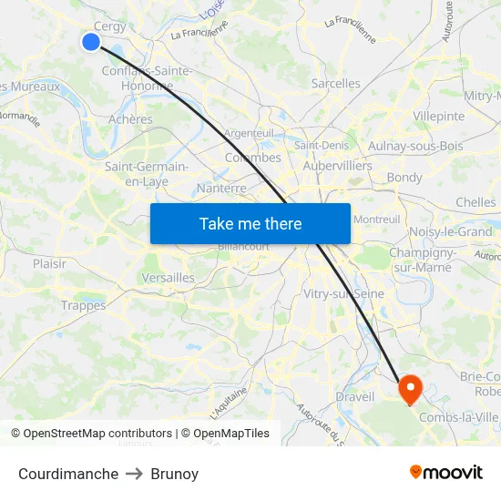 Courdimanche to Brunoy map