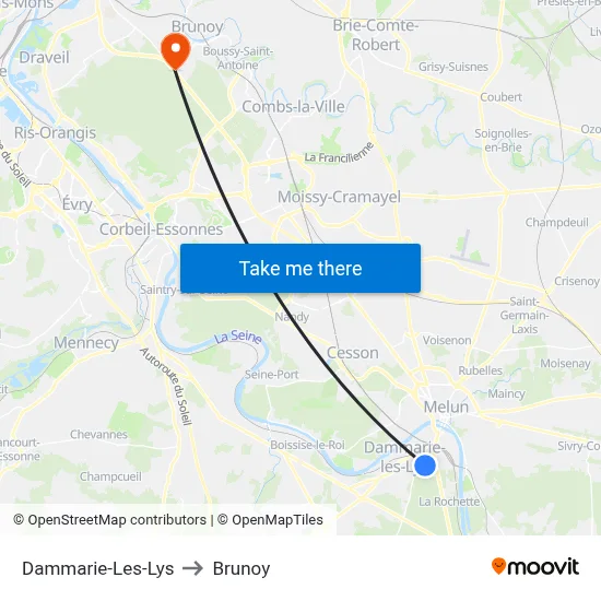 Dammarie-Les-Lys to Brunoy map