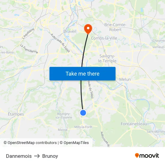 Dannemois to Brunoy map