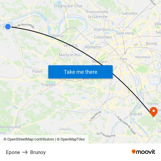 Epone to Brunoy map