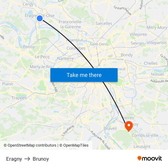 Eragny to Brunoy map