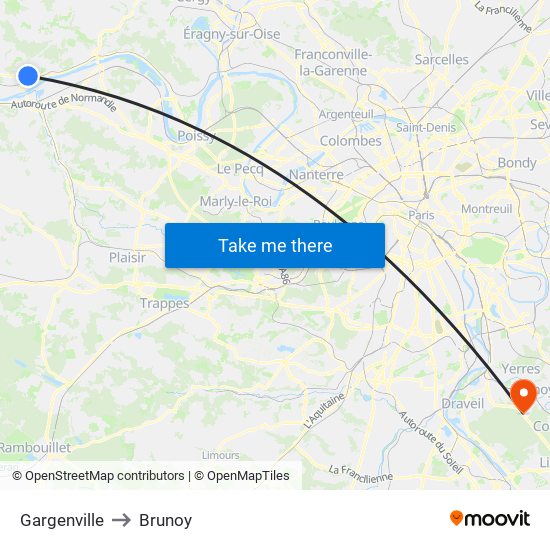 Gargenville to Brunoy map