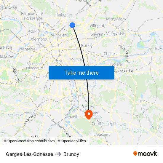 Garges-Les-Gonesse to Brunoy map