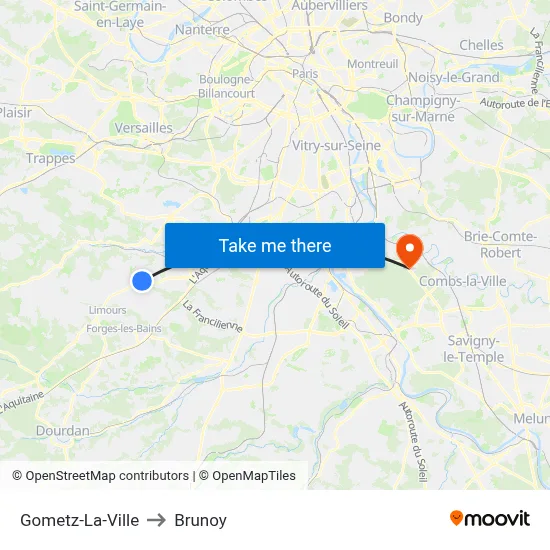 Gometz-La-Ville to Brunoy map