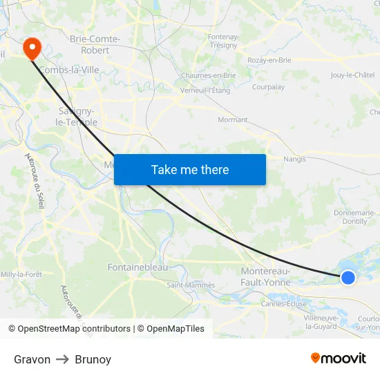 Gravon to Brunoy map