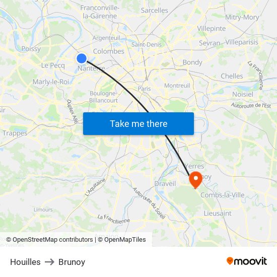 Houilles to Brunoy map