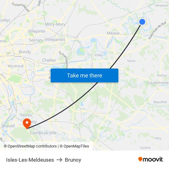 Isles-Les-Meldeuses to Brunoy map