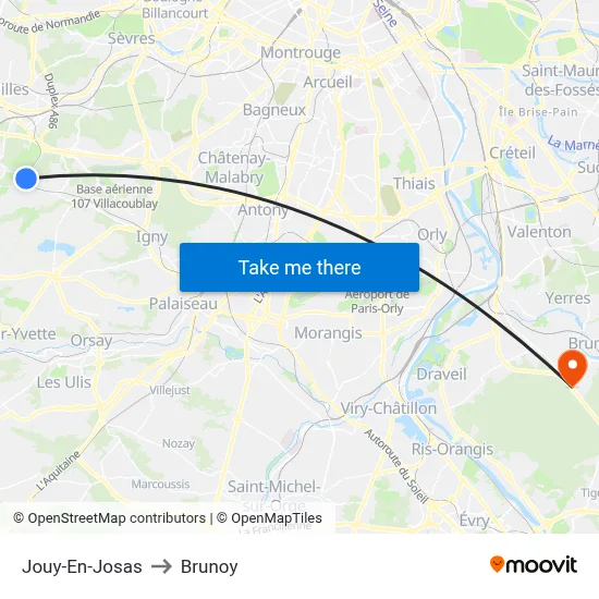 Jouy-En-Josas to Brunoy map
