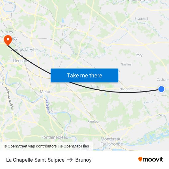 La Chapelle-Saint-Sulpice to Brunoy map