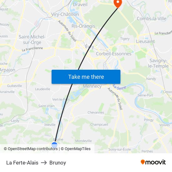 La Ferte-Alais to Brunoy map