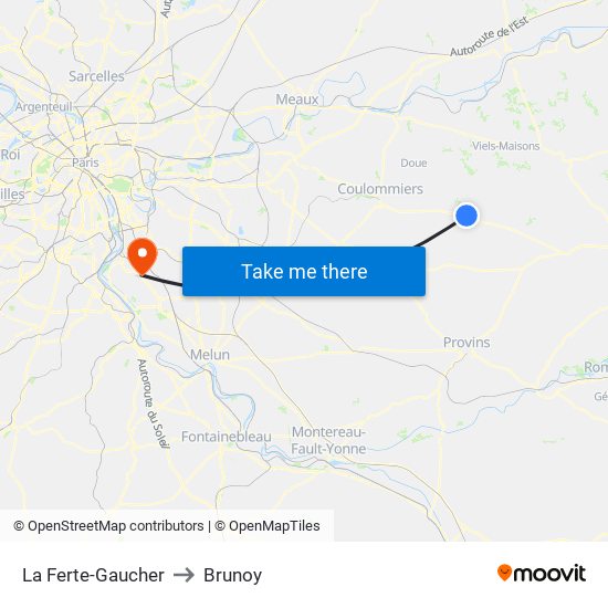 La Ferte-Gaucher to Brunoy map