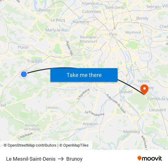 Le Mesnil-Saint-Denis to Brunoy map