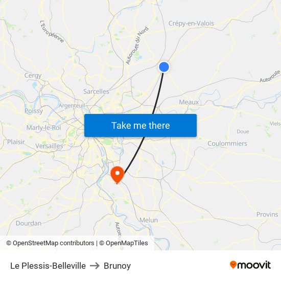 Le Plessis-Belleville to Brunoy map