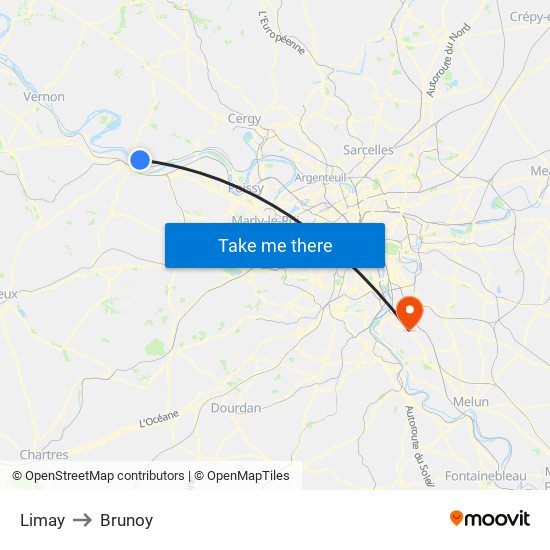 Limay to Brunoy map