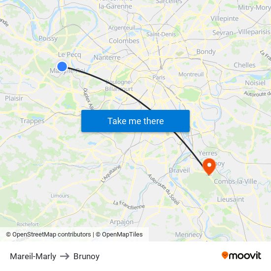 Mareil-Marly to Brunoy map