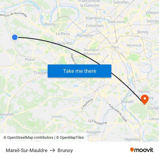 Mareil-Sur-Mauldre to Brunoy map