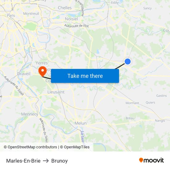 Marles-En-Brie to Brunoy map