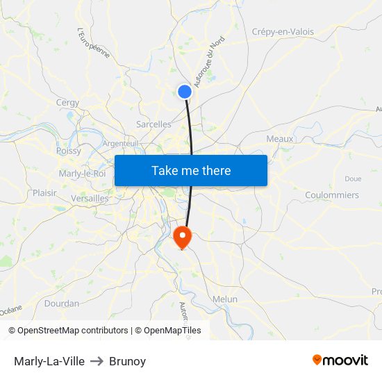 Marly-La-Ville to Brunoy map