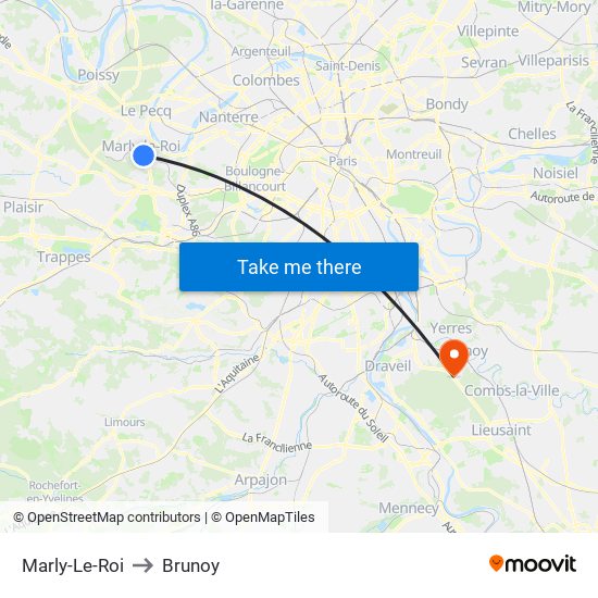 Marly-Le-Roi to Brunoy map