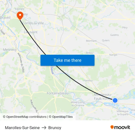 Marolles-Sur-Seine to Brunoy map
