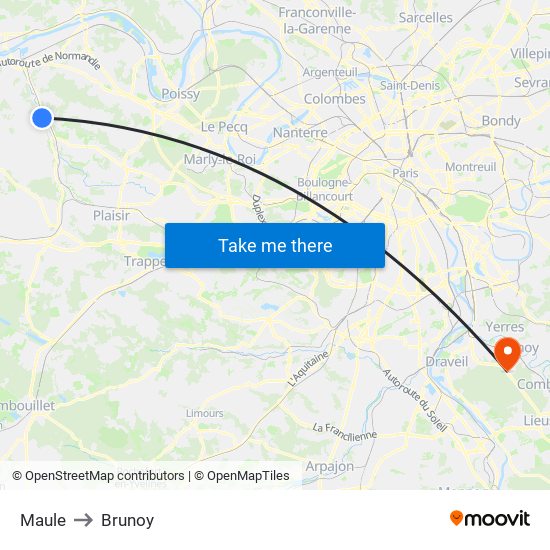 Maule to Brunoy map