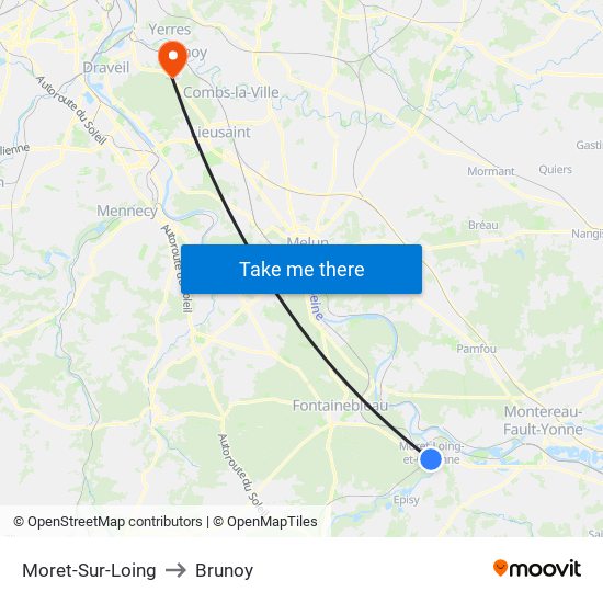 Moret-Sur-Loing to Brunoy map