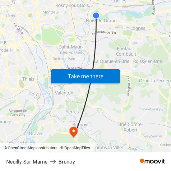 Neuilly-Sur-Marne to Brunoy map