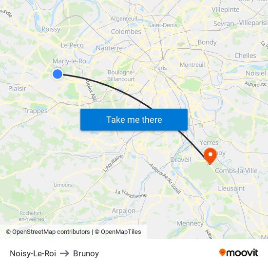 Noisy-Le-Roi to Brunoy map