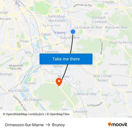 Ormesson-Sur-Marne to Brunoy map