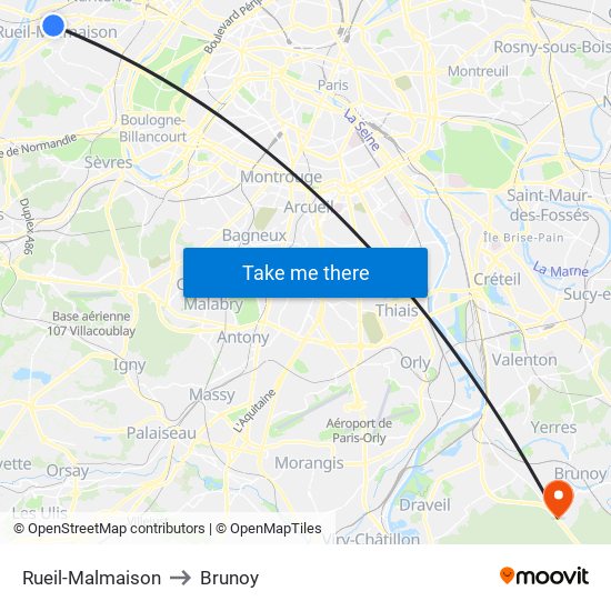 Rueil-Malmaison to Brunoy map