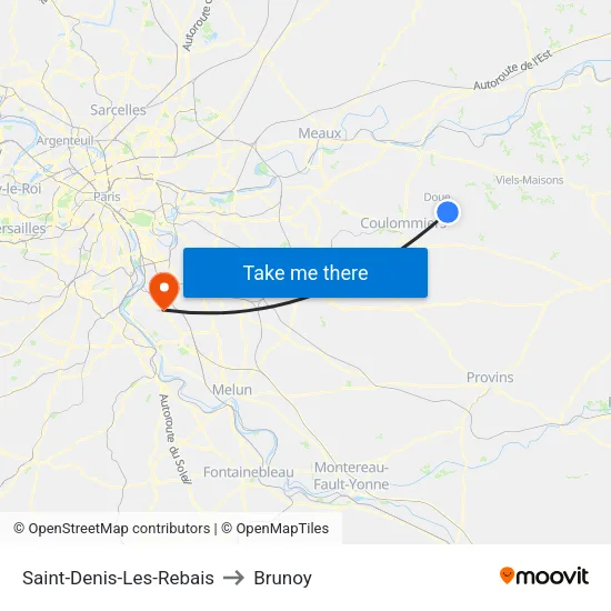 Saint-Denis-Les-Rebais to Brunoy map