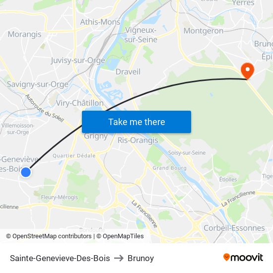 Sainte-Genevieve-Des-Bois to Brunoy map