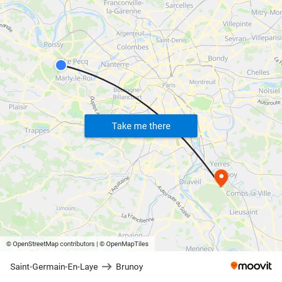 Saint-Germain-En-Laye to Brunoy map