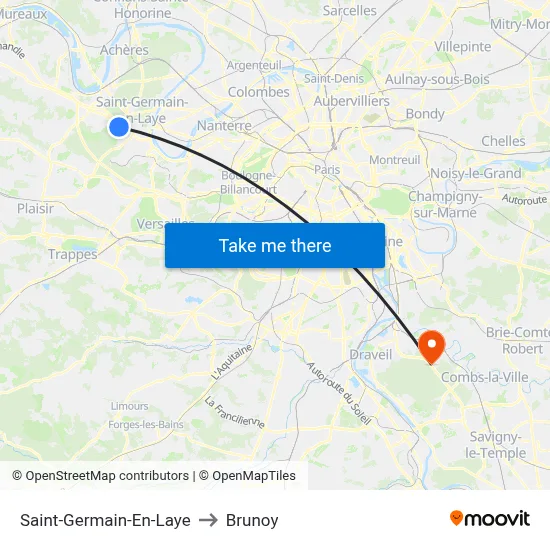 Saint-Germain-En-Laye to Brunoy map