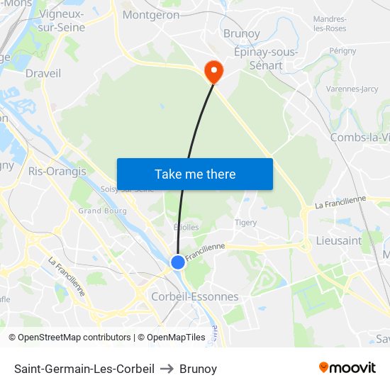 Saint-Germain-Les-Corbeil to Brunoy map