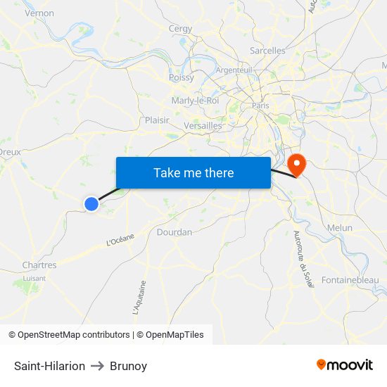 Saint-Hilarion to Brunoy map