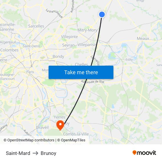 Saint-Mard to Brunoy map
